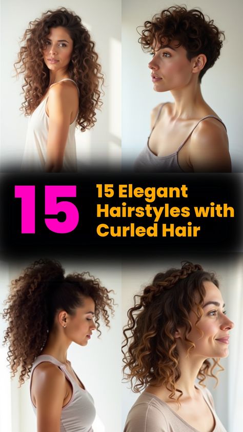 15 Elegant Hairstyles with Curled Hair Curly Hair Semi Formal, Curly Side Ponytail Wedding, Formal Curly Hairstyles Natural Curls Prom, Hairstyles With Curled Hair, 15 Hairstyles, Grey Bob Hairstyles, 90’s Hairstyles, Belle Hairstyle, Course Hair