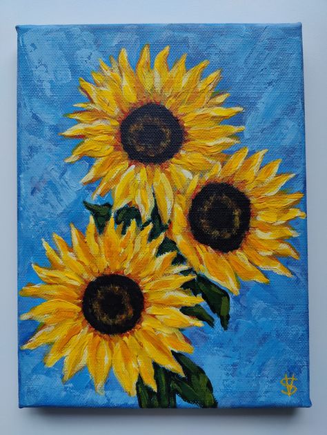 Art Small Canvas, Painting Mini Canvas, Bedroom Flowers, Modern Floral Art, Art Mini Toile, Sunflowers Painting, Sunflower Canvas, Art Animation, Art Painting Gallery