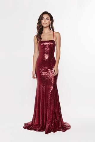 Gown Makeup, Dark Red Prom Dress, Sparkly Dresses, Ruffle Wedding Dress, Sequin Evening Dresses, Sequin Gown, Grad Dresses, Glitter Dress, Mermaid Silhouette