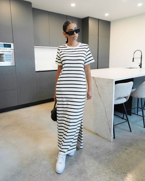 NEW ARRIVAL! The perfect stylish look for errands or brunch. ⁠ Shop this look at shopkosmios.com ⁠ ⁠ Search | CASUALLY CUTE T-SHIRT DRESS Maxi Dress Outfit Casual, Recreate Outfits, Dress Outfit Casual, Morning Cat, Fashion Figure, Fashion Figure Drawing, Jersey Maxi Dress, Maxi Dress Outfit, Fashion Figures