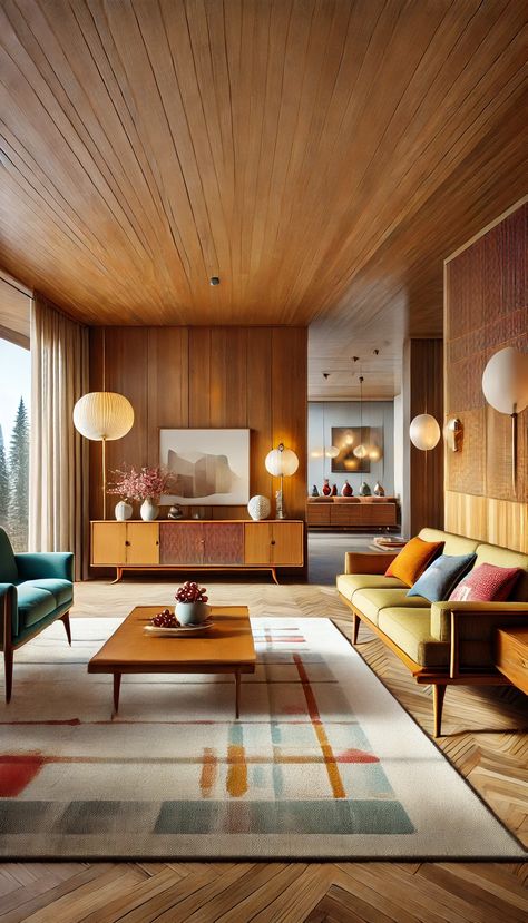 Step into the world of 1950s mid-century modern interiors with these 70 stunning designs. Known for their sleek furniture, clean lines, and functional yet beautiful aesthetic, mid-century modern interiors are timeless.   #MidCenturyModern #1950sInterior #VintageFurniture #InteriorDesign #RetroDesign #HomeStyle #MidCenturyStyle #ModernInterior #TimelessDesign #HomeDecorInspiration #InteriorInspo #ModernLiving #SleekDesign #HomeRenovation #MidCenturyDecor 1950s Built Ins, New Build Mid Century Modern, Mid Century Ceiling Design, 70s Mid Century Home, 1950 Interior Design, 1960 Interior Design, Mad Men Interior Design, Mid Century Modern House Interior, Mid Century Home Interior