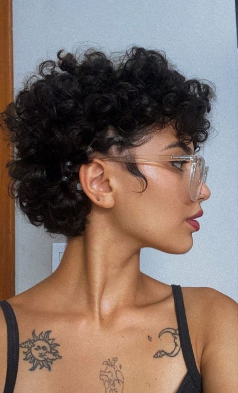 Curl EnvyShowcasing the Best in Natural Hair Aesthetics Super Curly Pixie Haircut, Curly Tomboy Hair, Straight Hair Pixie Haircut, Shaved Curly Hair, Short Punk Haircuts, Hair Aesthetics, Tomboy Haircut, Curly Cut, Poofy Hair