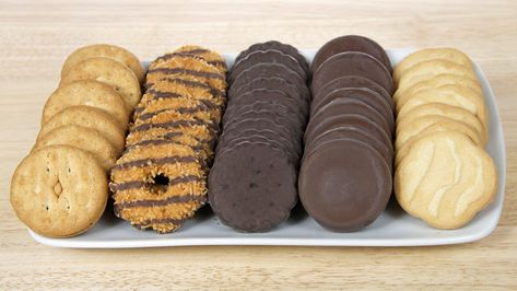 You could wait until next year to eat another Girl Scout cookie—or you could try one of these in the meantime. Campfire Snacks, Soft Chocolate Cookie, Peanut Butter Sandwich Cookies, Bake Sale Recipes, Peanut Butter Sandwich, Mint Cookies, Baking Mixes, Classic Cookies, Girl Scout Cookies