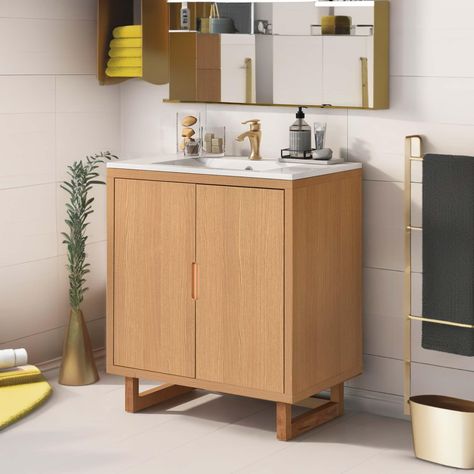 PRICES MAY VARY. Solid Wood+mdf Optimal Dimensions: With measurements of W 29.5 x L 18.1 x H 35.1 inches, this bathroom vanity fits well in most spaces, offering ample storage without overwhelming the room. Sophisticated Appearance: Featuring thick planks and a minimalist design, this vanity adds an upscale touch to your bathroom decor, enhancing its overall ambiance. Floor Protection: Equipped with an anti-scratch floor mat, this vanity ensures that your floors remain free from scratches during Luxe Furniture, Resin Countertops, 30 Bathroom Vanity, Freestanding Bathroom Cabinet, Wood Bathroom Vanity, Under Sink Storage, Sink Storage, Sink Top, Bathroom Storage Cabinet