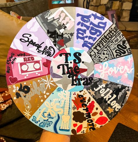 Taylor Swift Eras Tour Vinyl Painted Vinyl Revord Taylor Swift Albums Taylor Swift painted vinyl record Record Painting Ideas, Painted Vinyl Record, Taylor Swift Cd, Vinyl Record Art Ideas, Painted Records, Taylor Swift Albums, Vinyl Paintings, Painted Vinyl Records, Taylor Swift Birthday Party Ideas