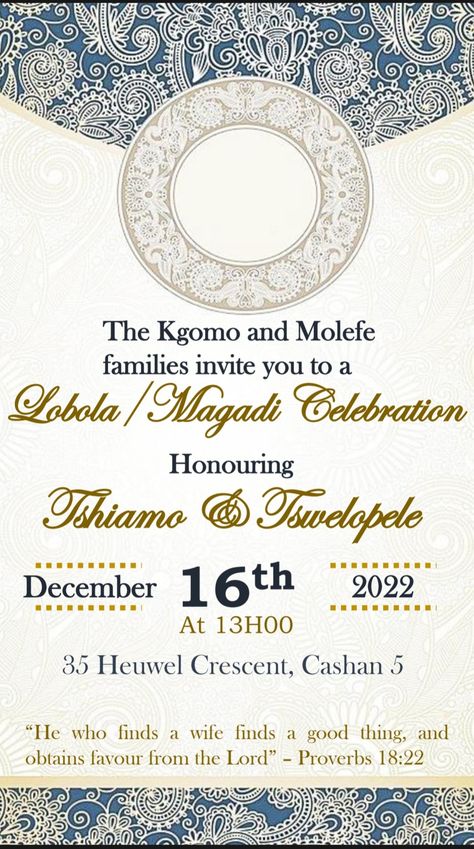 Wedding invitation Magadi Celebration Decor, Lobola Celebration Invitation Card, Lobola Celebration Decor, Lobola Decor Ideas, Traditional Lobola Decor, Lobola Celebration, Lobola Decor, Free Bridal Shower Games, Xhosa Wedding