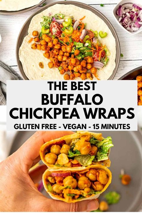 Lunch Bites, Buffalo Chickpeas, Tahini Ranch, Buffalo Chickpea, Dairy Free Lunch, Quick Easy Lunch, Vegetarian Meal Prep, Tasty Lunch, Veggie Wraps