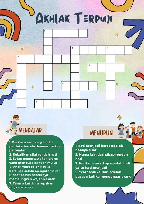 Akhidah akhlak
LKPD Akhlak Terpuji
Akhlak Terpuji
Teka Teki Silang Jungle Theme Birthday, Kindergarten Math Worksheets, Learn Islam, Teaching Materials, Kindergarten Math, Brain Teasers, Worksheets For Kids, Math Worksheets, Lesson Plans