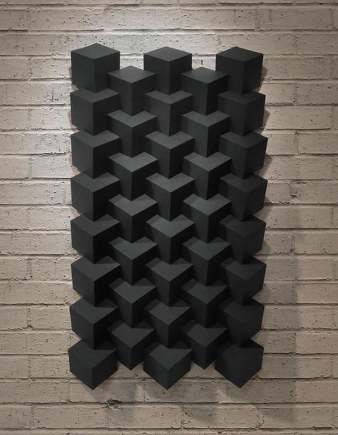 100% Paper by Ryan Filipski Black Sculpture, Origami Wall Art, 3d Wall Tiles, Folding Origami, Geometric Sculpture, 3d Wall Panels, Painting Studio, Wall Sculpture Art, Paper Sculpture