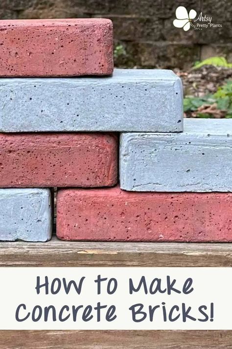 How to make your own DIY concrete bricks that are authentic looking. You can fill in gaps in your brick walking paths or line your garden beds. A fun and easy tutorial, with detailed step by step instructions. #concreteideas #Outdoordecor #Rocklandscaping #Yardscaping #DIYcement #Walkwayideas #DIYpathways Cement Bricks Ideas, Cement Bricks, Diy Bricks For Garden, Concrete Edging Diy, Diy Concrete Mold, How To Make Bricks Diy, How To Make Bricks, Brick Molds Diy, Diy Bricks