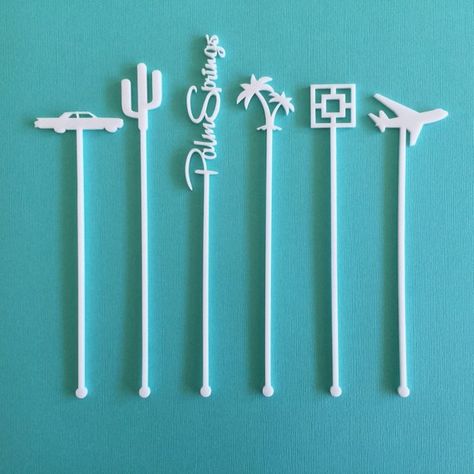 Palm Springs Party, Palm Springs Pool, Palm Springs Bachelorette Party, Vintage Palm Springs, Acrylic Drink Stirrers, Palm Springs Bachelorette, Palm Springs Style, Palm Spring, Drink Stirrers