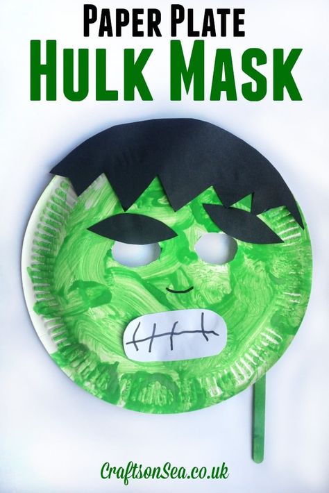 Superhero Preschool, Hulk Mask, Avengers Crafts, Hero Crafts, Thrifty Crafts, Superhero Crafts, Paper Plate Crafts For Kids, Masks Crafts, Daycare Crafts