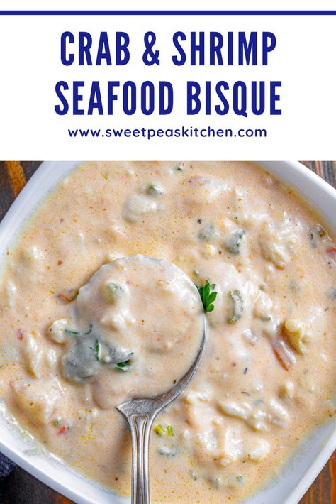 Crab And Shrimp Seafood Bisque, Pizza Seafood, Crab Bisque Recipe, Vegetables Pizza, Seafood Bisque Recipe, Crab Soup Recipes, Seafood Salads, Bisque Soup Recipes, Crab And Shrimp