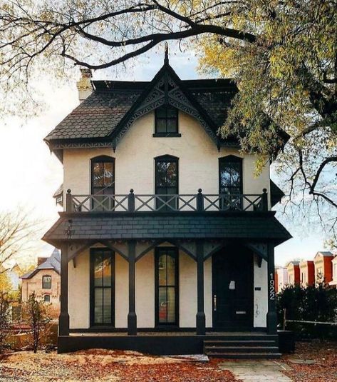 Quaint Black And White House, Washington, Dc Victorian Renovation, Victorian Architecture, Victorian Houses, Cute House, Interior Modern, Gothic House, Sims House, Dream House Exterior, House Goals