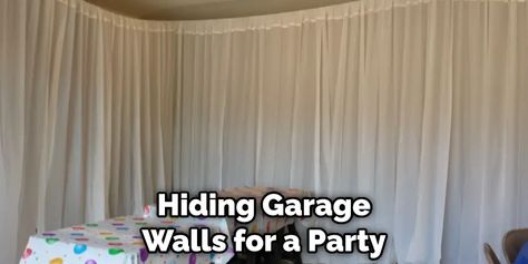 How to Hide Garage Walls for Party | 19 Steps Instructions Cover Garage Walls, Garage Wall Covering, Garage Party Room, Garage Party Decorations, Garage Transformation, Garage Party, Moving Blankets, Shelf Cover, Diy Garage Shelves