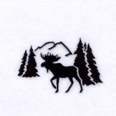 Alaska Tattoo, Berg Tattoo, Scene Embroidery, Moose Tattoo, Moose Silhouette, Hunting Tattoos, Rustic Decoration, Shape Tattoo, Animal Embroidery Designs