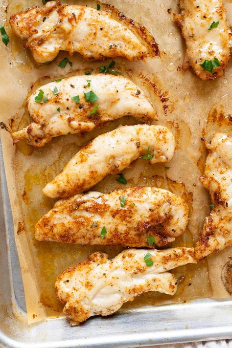 Oven Baked Chicken Tenders (Easy and Juicy) - iFoodReal.com Easy Baked Chicken Tenders Recipes Oven, Baking Chicken Tenders In Oven, Baked Chicken Tenderloin Recipes, Baked Chicken Tenders Recipes Oven, Oven Baked Chicken Tenderloins, Chicken Tenders Oven Baked, Chicken Tenders In Oven, Chicken Tenders Oven, Baked Chicken Tenders Healthy