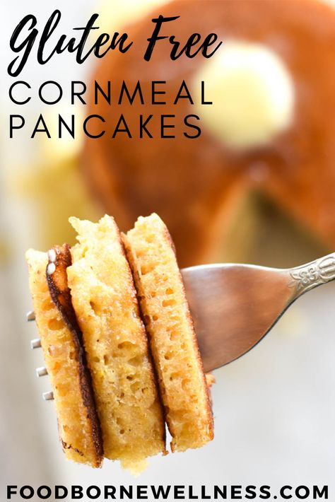 This simple cornmeal pancakes are light and crispy and sure to be a family favorite. They are made from whole food ingredients and gluten free. Gluten Free Cornmeal Pancakes, Cornmeal Pancakes, Crispy Pancakes, Gluten Free Pancakes, Blueberry Pancakes, Wellness Recipes, Food Ingredients, Healthy Gluten Free, Family Favorites