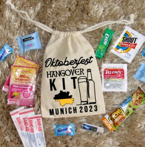 Oktoberfest Hangover Kit Oktoberfest Party Supplies - Etsy Vegas Hangover Kit Survival, Disney World Bachelorette Party, Epcot Bachelorette Party, Hungover Kit, Party Hangover Kit, Hangover Bag, Birthday Survival Kit, Bachelorette Hangover Kit, Hangover Survival Kit