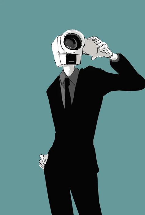 Camera Character Design, Camera Head Character, Object Head, My Hero Academia Costume, Object Heads, Tim Burton Style, Camera Man, Toilet Art, Tv Head