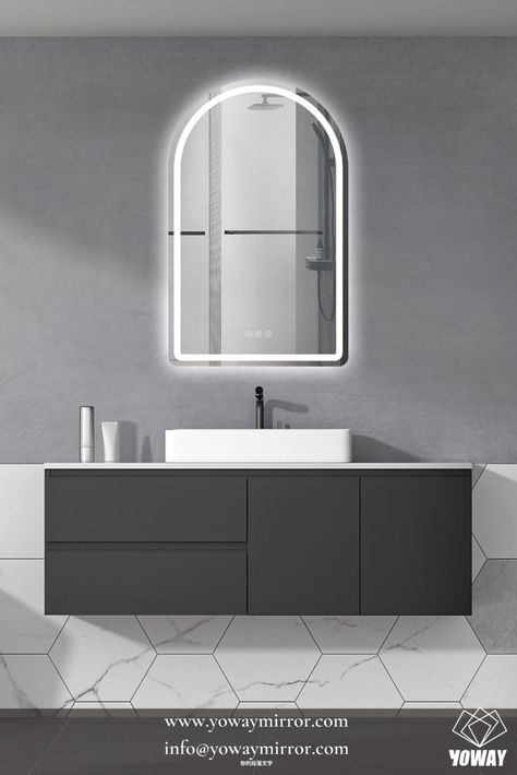 Arch LED mirror with lights backlit, touch sensor button on the front, inbuilt dimming defogger demister Bluetooth Speaker for bathroom. Copper-free mirror with sandblasting, Frameless, 3 years warranty. Led Vanity Mirror, Mirror Led, Free Mirror, Arch Mirror, Led Vanity, Led Mirror, Mirror With Lights, Vanity Mirror, Lighted Bathroom Mirror