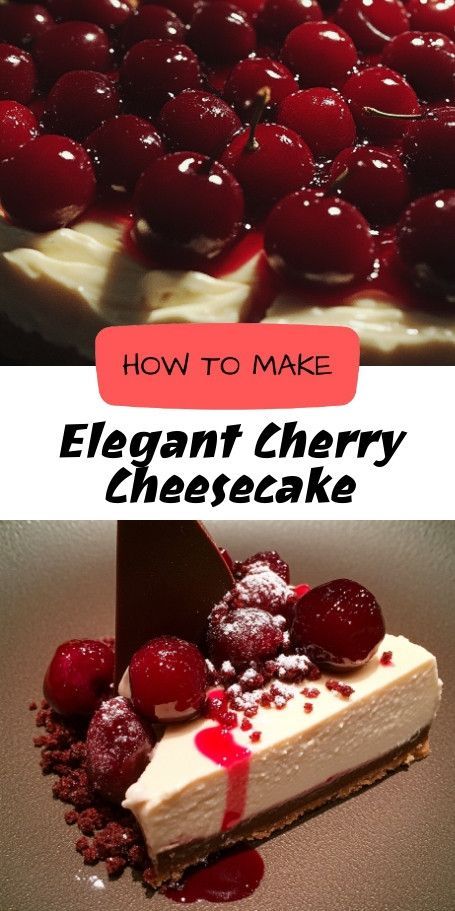 Indulge in Luxurious Cherry Cheesecake | Easy Recipe for Elegant Dessert Experience the ultimate treat with our Elegant Cherry Cheesecake! Creamy, rich layers of cheesecake topped with sweet cherry filling and a buttery graham cracker crust make this dessert perfect for any special occasion. Delight your guests with this stunning recipe that serves 10! :cake::sparkles: #CherryCheesecake #DessertGoals #ElegantTreats Cherry Topping For Cheesecake, Cheesecake Easy Recipe, Sweet Cherry Pie, Cheesecake Easy, Cherry Topping, Cherry Filling, Classic Cheesecake, Easy Cheesecake Recipes, Elegant Desserts