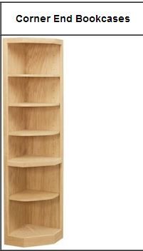 http://www.highlandsdesigns.com/ Corner end bookcases extend 12" from the corner along the wall and are available in 12" and 16" depths to match adjacent bookcases. These cannot be modified in width or depth.  Depending on the height, there will be adjustable and/or fixed shelves. Shown is a 7-foot high Oak corner end bookcase. Curved Corner Bookshelves, Corner Showcase Living Rooms, Corner Shelf Design, Corner Shelving Unit, Diy Furniture Chair, Home Gate Design, House Fence Design, House Wall Design, Classic Furniture Design