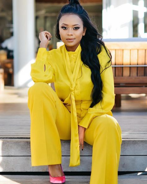 Lerato Kganyago Is A Literal Ray of Sunshine in This Stylish Fit Lerato Kganyago, Comfy Classy Outfits, Palazzo Styles, African Street Style, Zara Looks, Weekend Fashion, Jeans Blazer, Wife Material, Pink Orange Yellow