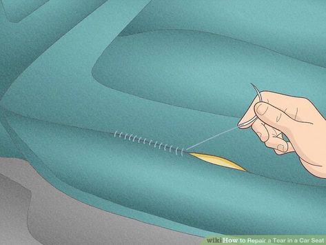 6 Ways to Repair a Tear in a Car Seat - wikiHow Leather Car Seat Repair, Car Upholstery Repair, Headliner Repair, Car Seat Upholstery, Repair Sofa, Car Repair Diy, Car Chair, Vinyl Repair, Chair Repair