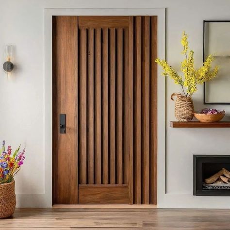 Luxurious Wooden Flush Door #alka_fabrication_and_interiors #interiordesign #interior_and_living #modulardinningroom #modularkichen Main Entrance Door Design Teak Wood, Teak Wood Main Door, Vengai Wood Door Design, Modern Teak Wood Main Doors, Single Main Door Designs Teak Wood, Entry Door Designs, House Main Door, Flush Door, House Main Door Design