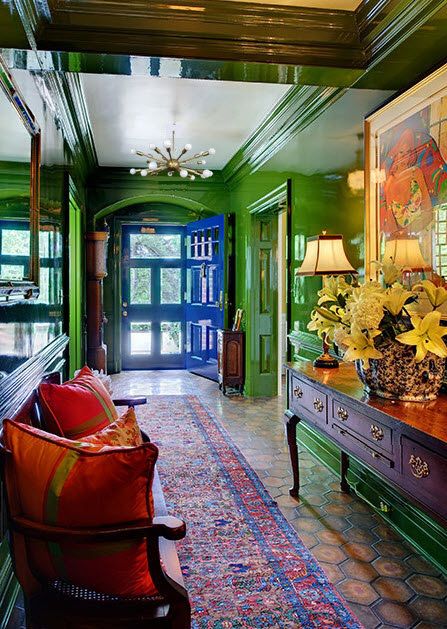 2810ae6204500f338e2fe0464b058b80 Fine Paints Of Europe, Lacquered Walls, Green Walls, Green Rooms, A Living Room, Home Fashion, Colorful Interiors, House Colors, Interior Inspiration