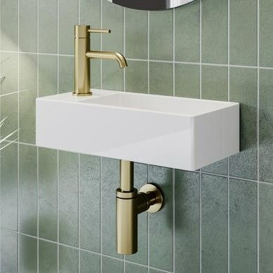 Cloakroom Wall Hung Basin Left Hand 405mm - Detroit Small Cloakroom Basin, Cloakroom Sink, Wall Hung Basin, Small Basin, Downstairs Loo, Cloakroom Basin, Bathroom Solutions, Countertop Basin, Wall Hung Toilet