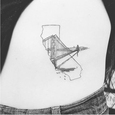 Bridge Four Tattoo, San Francisco Bridge Tattoo, Golden Gate Bridge Tattoo, Cali Tattoo, Golden Gate Watercolor, Golden Gate Bridge Illustration, Unique Tattoos, Golden Gate Bridge, Cool Tattoos