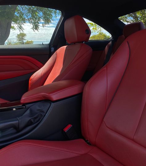 Fresh+clean #bmw #red #bmwlife #detailing White Car With Red Interior, White Car Red Interior, Girly Red Car Interior, Car With Red Interior, Red Car Interior Decor, Maroon Car Interior, Red Interior Car Aesthetic, Red Car Decor, Toyota Red Interior