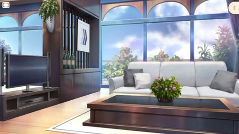 Anime Houses, Salas Living Room, Anime House, Scenery Background, Living Room Background, Tv In Bedroom, Green Screen Backgrounds, House Inside, Animation Background