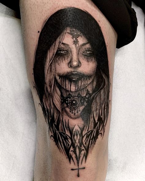 Sternum Tattoo Women, Finger Tattoos For Women, Gotik Tattoo, Hip Thigh Tattoos, Finger Tattoo For Women, Demon Tattoo, Scary Tattoos, Creepy Tattoos, Tattoo Graphic