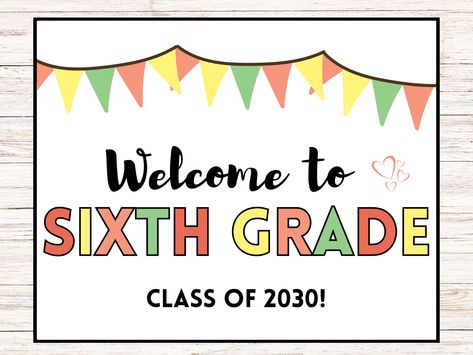 Welcome to Sixth Grade Sign and Tags, Classroom Decor, Digital Download, Back to School Gift Tags for teachers and students Welcome To Fifth Grade, Gift Tags For Teachers, Printable Reward Charts, Starting School, Coloring Sheets For Kids, Fall Coloring Pages, Back To School Essentials, School Memories, School Signs