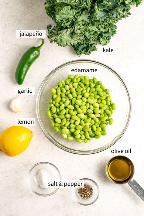 Spicy Edamame Kale Dip, Edamame Kale Dip, Kale Appetizer Recipes, Edamame Dip Recipes, Edamame Guacamole Recipe, Kale Dip Recipes, Spicy Edamame, Gina Livy, Kale Dip