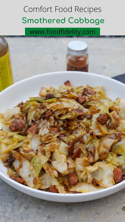 Craving a comforting Southern classic? This smothered cabbage recipe is packed with flavor! Tender cabbage, smoky bacon, and savory spices come together for the perfect side dish or easy weeknight meal. Simple ingredients, big flavor! Smothered Cabbage Recipe, Cabbage Cooked, Smothered Cabbage, Comforting Recipes, Southern Comfort Food, Sides Dishes, Cabbage Recipe, Food Easy, Easy Comfort Food