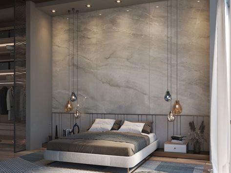 Polycarbonate Decorative panel WHITE PARADISE Grandi Marmi Collection By Tecnografica Bedroom Wall Headboard, Bed Image, Marble Bedroom, Wall Headboard, Creative Beds, Wood Wall Design, Bed Images, Rectangle Bedroom, Diy Accent Wall