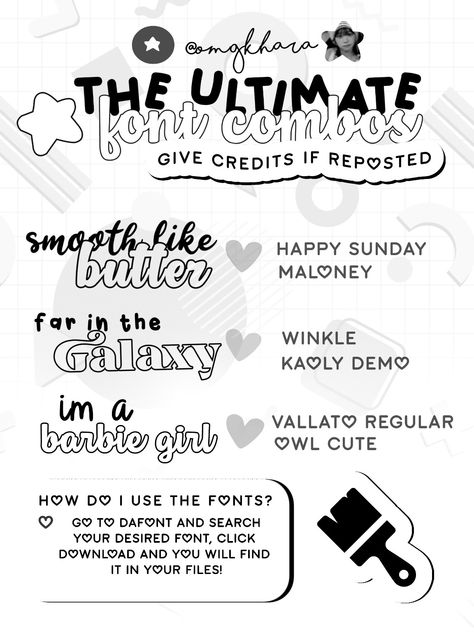 font combinations for ibis paint x! any questions can be commented ♡ omgkhara, fonts, ibis paint, guides Y2k Ibis Paint Font, Ibis Paint Fonts, Ibis Fonts, Best Canva Fonts, Font Combination, Fonts Cursive, Paint Font, Pixel Font, Canva Fonts