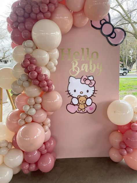 My Melody Baby Shower Ideas, Hello Kitty Bday Decorations, Cartoon Themed Party, Hello Kitty Baby Shower Invitations, Hello Kitty Nursery Ideas Baby, Hello Kitty Bday Theme, Hello Kitty Baby Shower Cake, Hello Kitty Gender Reveal, Barbie Theme Baby Shower Ideas