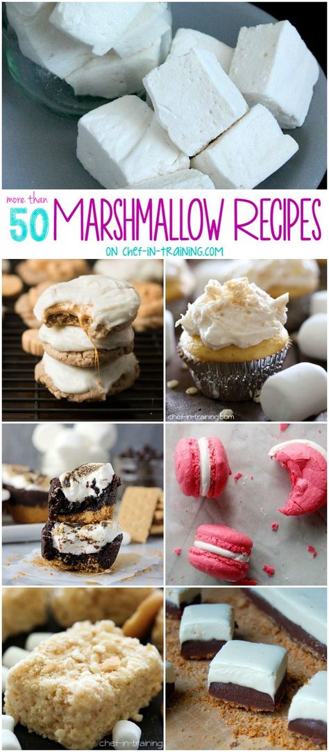 More than 50+ Marshmallow Recipes at chef-in-training.com ...SO many yummy recipes! Oreo Rice Krispie Treats, Marshmallow Recipes, Marshmallow Recipe, Marshmallow Treats, Recipes With Marshmallows, Chocolate Bread, Homemade Marshmallows, Crispy Treats, Köstliche Desserts