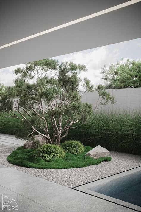 Modern Japanese Garden, Japanese Garden Landscape, Zen Garden Design, Japan Garden, Minimalist Garden, Japanese Garden Design, Dry Garden, Landscape Concept, Japanese Landscape