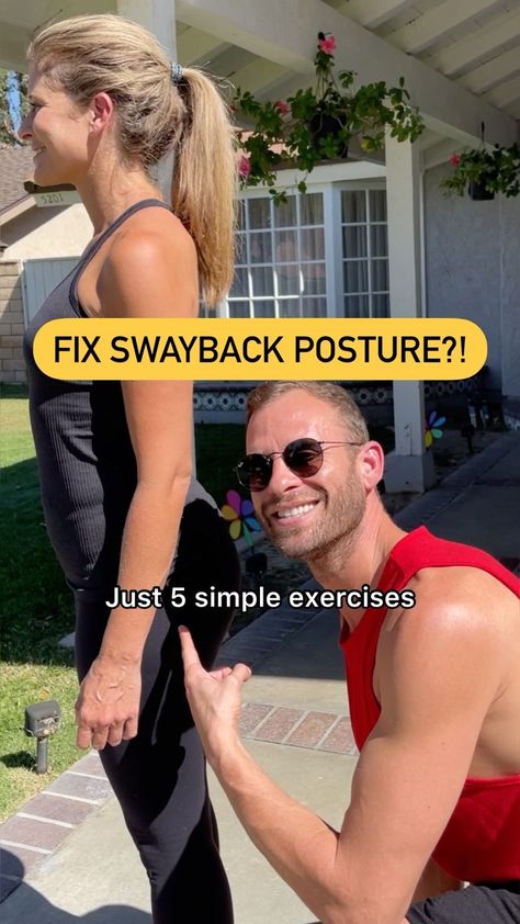 Hunch Back Exercises Women, Hip Correction Exercises, Swayback Posture Exercise, Body Alignment Exercises, How To Fix Sway Back Posture, Sway Back Exercises, Threw Out My Back, Diy Posture Corrector, Sway Back Correction