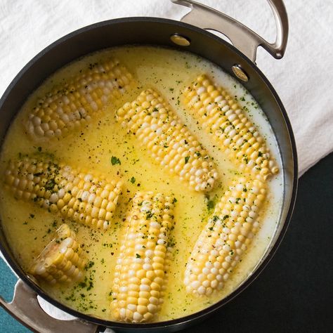 Milk Butter Boiled Corn on the Cob Corn On The Cob Boiled In Milk, Best Way To Boil Corn On The Cob, Sweet Corn On The Cob Boiled, Corn On The Cob Dinner, Boiled Veggies, Corn On The Cob Boiled In Milk Butter, How To Boil Corn, Boiled Corn On The Cob, Boil Corn On The Cob