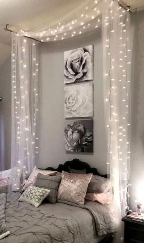 Bedroom Decor Lights, Light Ideas, Relaxing Bedroom, Fairy Light, Diy Fairy, Room Makeover Bedroom, Master Bedrooms Decor, Bedroom Decoration, Room Inspiration Bedroom