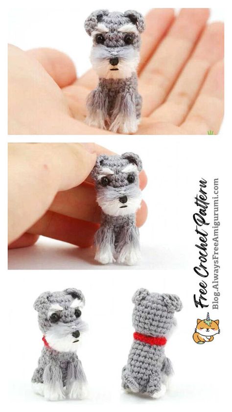 Amigurumi Dog Free Pattern, Knitting Amigurumi, Crochet Handles, Free Pattern Crochet, Dog Crochet, Crochet Dog Patterns, Amigurumi Plush, Teddy Dog, Schnauzer Dog