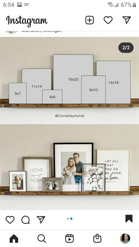 Floating Shelves Pictures, Large Wall Of Pictures, Picture Floating Shelves Living Room, Clean Modern Living Room Apartment, Above Couch Living Room Decor, Wall Decor For Apartment Living Room, Hobby Lobby House Decor Ideas, Floating Shelves Guest Bedroom, Mantle Sign Decor