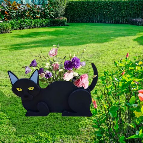 PRICES MAY VARY. Premium Quality Material:Black Cat planter is made of high grade PVC, tough and durable,bright color,long lasting as new,easy to clean.Unique buckle design ensures stability,ideal companion for home garden outdoor indoor! Unique Design:This Black Cat shape planter is inspired by cute Black Cat,presenting a lively and lovely shape,adding a fun and cozy touch to your home garden decoration.All dimensions are approximately 13.39 inches*9.45 inches. Beautiful&Practical:This cute Bla Cat Lover Birthday, Cat Presents, Black Cat Lover, Planter Gift, Outdoor Deco, Cat Flowers, Garden Birthday, Cute Black Cats, Large Planters